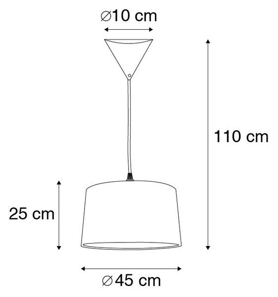 Moderné závesné svietidlo čierne s bielym tienidlom 45 cm - Pendant