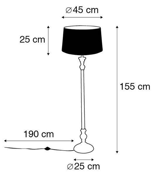 Rustikálna stojaca lampa taupe s tienidlom z ľanu 45 cm - Classico