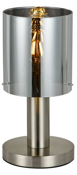 Italux TB-5581-1-SC+SG stolové svietidlo Sardo D160mm 1x40W E27 saténový nikel, dymové sklo