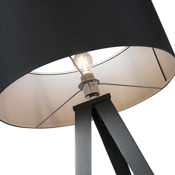 Moderná stojaca lampa čierna s čiernym tienidlom - Ilse