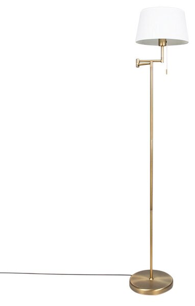 Klasická bronzová stojaca lampa s nastaviteľným bielym tienidlom - Ladas Fix