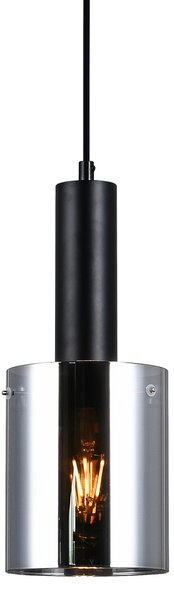 Italux PND-5581-1-BK+SG závesné svietidlo Sardo D130mm 1x40W E27 čierna, dymové sklo