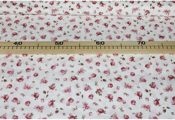 Bavlnená látka Ružové ružičky, š. 140 cm Farba Ružová Rozmery Šírka 140 cm
