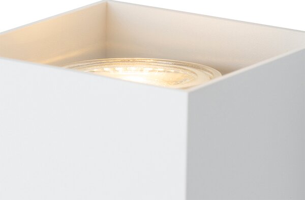 Dizajnová štvorcová nástenná lampa biela - Sabbir