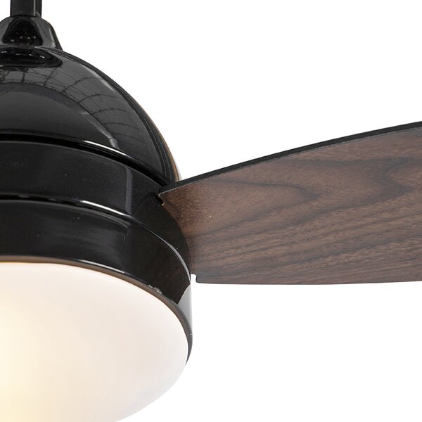 Stropný ventilátor čierny s potlačou dreva 96 cm s diaľkovým ovládaním - Rotar