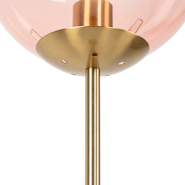 Stojaca lampa v štýle Art Deco mosadz s ružovým sklom - Pallon