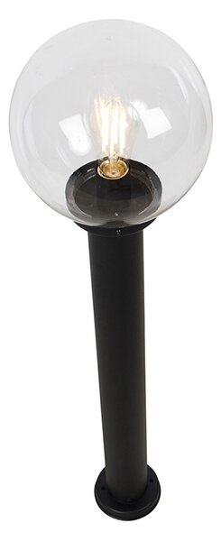 Stojaca vonkajšia lampa čierna s priehľadnou guľou 100 cm IP44 - Sfera