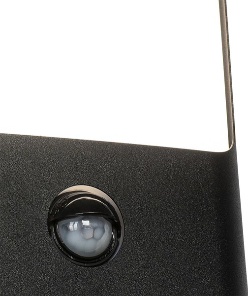 Nástenná lampa čierna vrátane LED IP44 s pohybovým senzorom - Khuvan