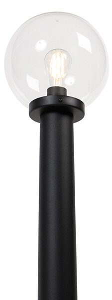 Stojaca vonkajšia lampa čierna s priehľadnou guľou 100 cm IP44 - Sfera