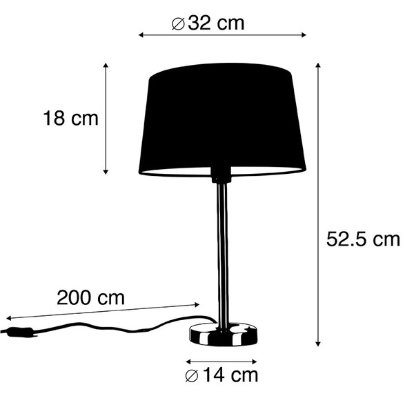 Moderná stolná lampa oceľ s čiernym tienidlom 35 cm - Simplo