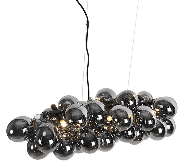 Art Deco závesná lampa čierna s dymovým sklom 8-Lights - Uvas