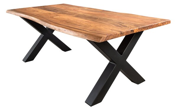 Konferenčný stolík MAMMUT 120cm, X-nohy, akácia, 25mm, medový odtieň