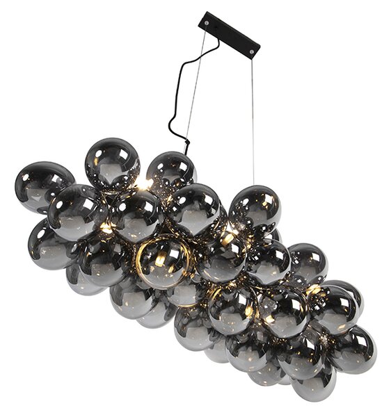 Art Deco závesná lampa čierna s dymovým sklom 8-Lights - Uvas