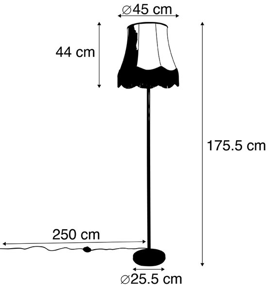Klasická stojaca lampa čierna s tienidlom Granny B sivá - Simplo
