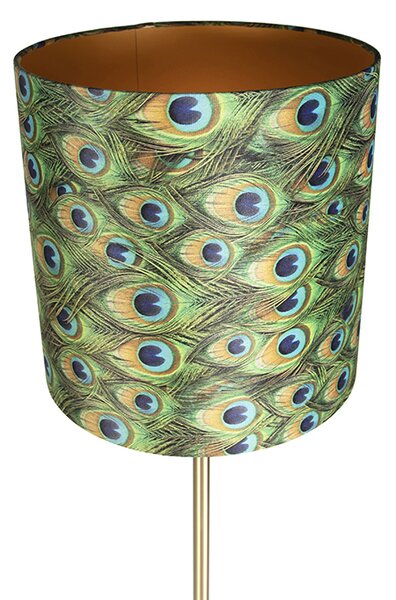 Stojaca lampa mosadz s tienidlom páv 40 cm - Simplo