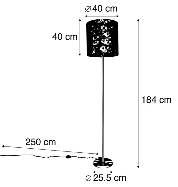 Stojaca lampa mosadz s tienidlom páv 40 cm - Simplo