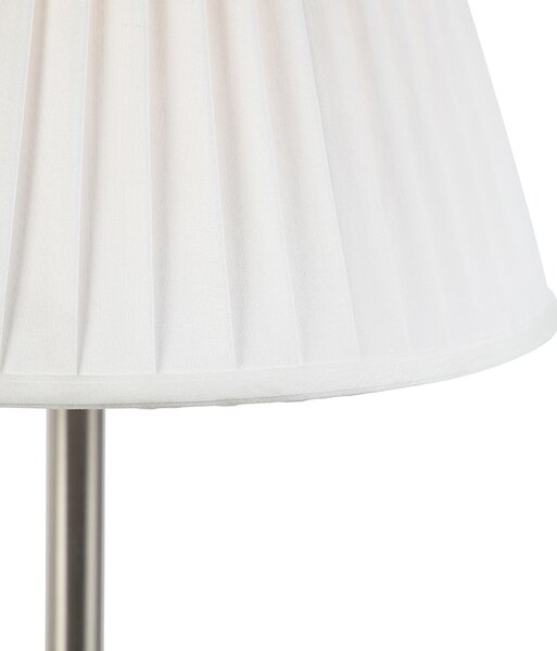 Klasická stolná lampa oceľ s plisovaným tienidlom biela 35 cm - Simplo