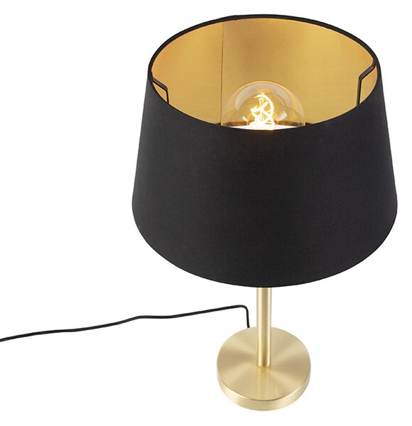 Klasická stolná lampa mosadz s čiernym tienidlom 32 cm - Simplo