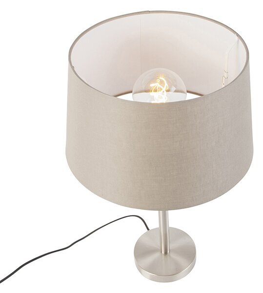 Moderná stolná lampa oceľ s tienidlom taupe 35 cm - Simplo