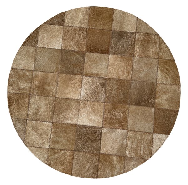 Kožený koberec SKEJBY brown XS, okrúhly