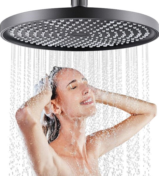Dažďová sprcha 25 cm, pevná sprchová hlavica, čierna, úspora vody, pre kúpeľňu