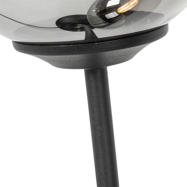 Moderná stolná lampa čierna 2-svetlá s dymovým sklom - Atény