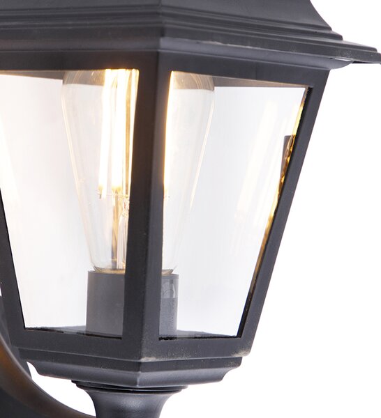 Klasická vonkajšia nástenná lampa čierna s detektorom pohybu - Capital