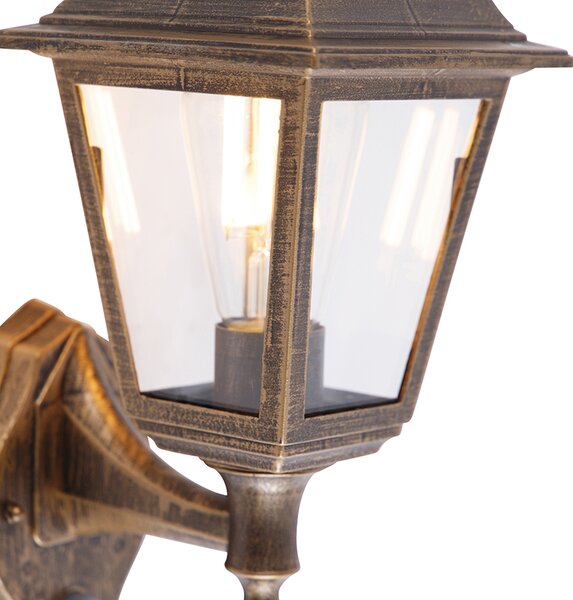 Antická nástenná lampa zlatá IP44 s detektorom pohybu - Capital