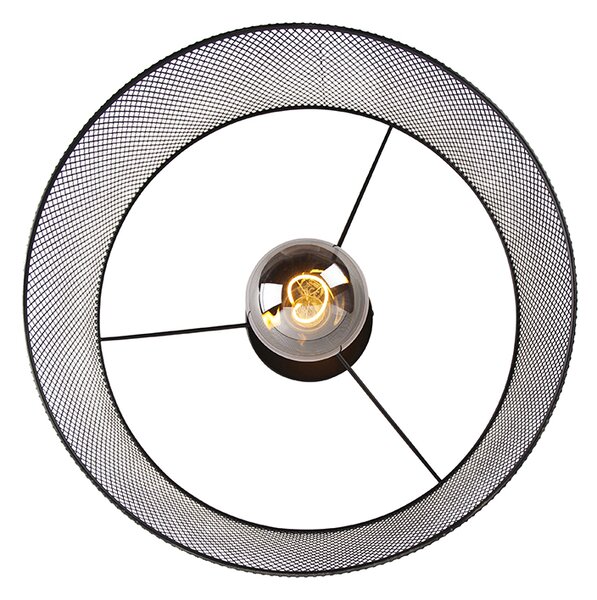 Priemyselné stropné svietidlo čierne - Drum Mesh