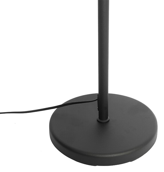 Stojaca lampa čierna s čiernym tienidlom a nastaviteľným ramenom - Ladas Deluxe