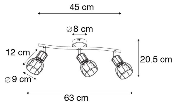 Moderné stropné bodové svetlo čierne 63 cm 3-svetlo nastaviteľné - Botu