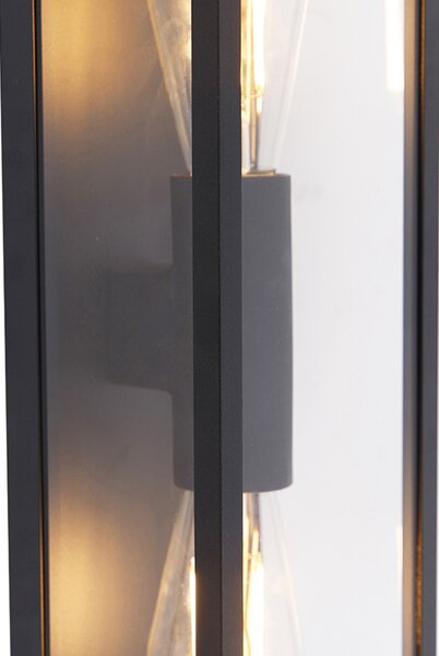 Priemyselná nástenná lampa čierna 38 cm 2-svetlo IP44 - Charlois