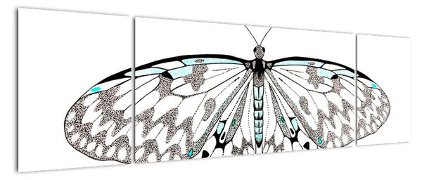 Čiernobiely motýľ (Obraz 170x50cm)