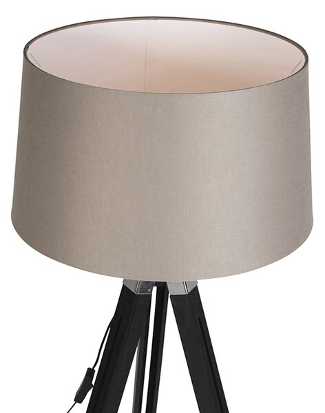 Stojaca lampa trojnožka čierna s tienidlom 45 cm ľanové taupe