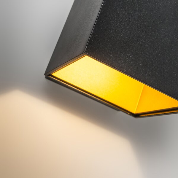 Dizajnová nástenná lampa čierna/zlatá vrátane LED - Caja