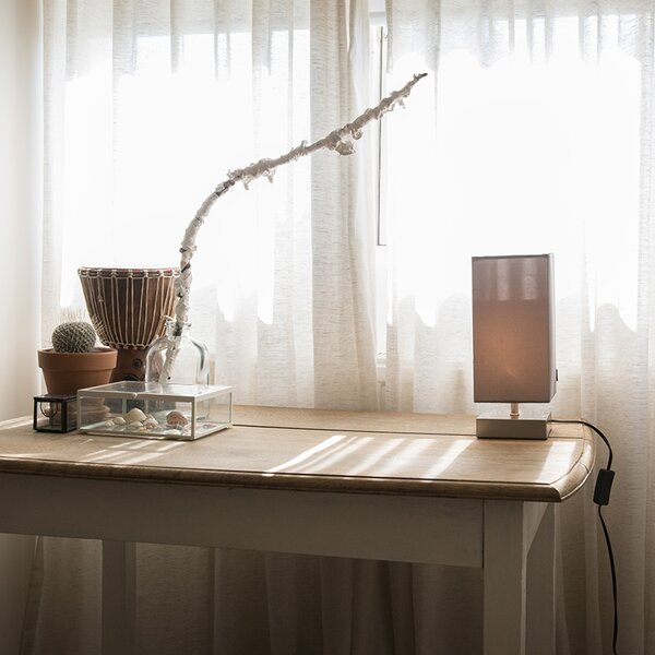 Moderná stolná lampa sivá s oceľou - Milo