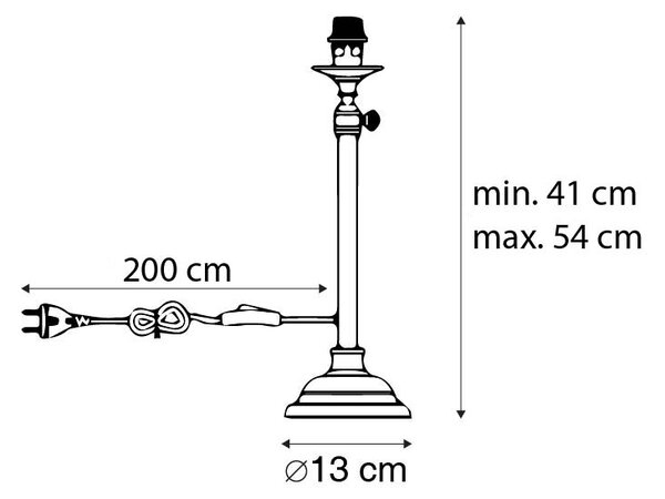 Klasická stolná lampa čierna nastaviteľná bez tienidla - Accia