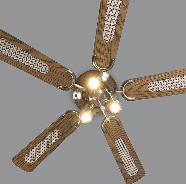 Bronzový stropný ventilátor s drevom 110 cm 3-svetlá s ťahovým spínačom - Mistral