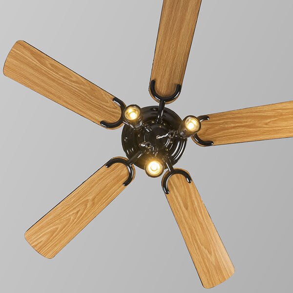 Stropný ventilátor čierny 110 cm 3-svetelný s ťahacím káblom - Mistral