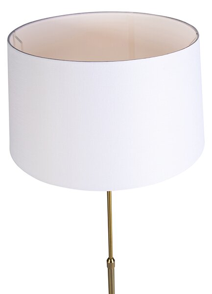Stojaca lampa bronzová s ľanovým tienidlom bielym 45 cm nastaviteľná - Parte