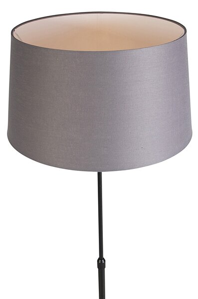 Stojaca lampa čierna s tmavosivým ľanovým tienidlom 45 cm - Parte
