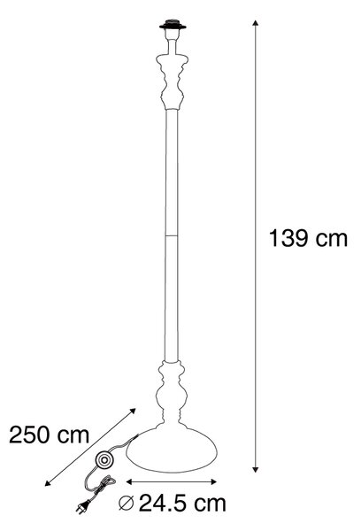 Klasická stojaca lampa sivá bez tienidla - Classico