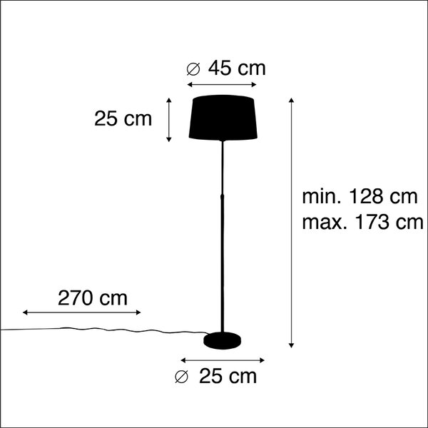 Stojaca lampa čierna s tmavosivým ľanovým tienidlom 45 cm - Parte