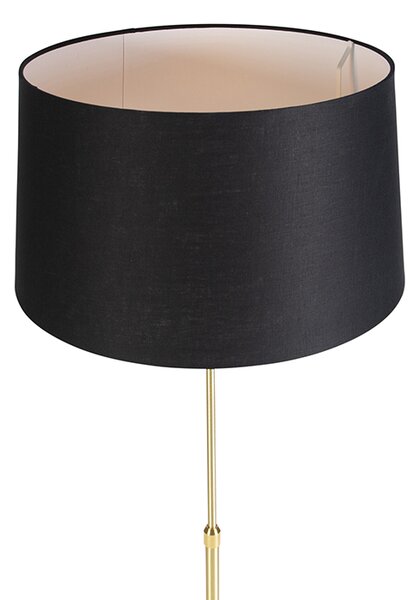Stojaca lampa zlatá/mosadzná s čiernym ľanovým tienidlom 45 cm - Parte