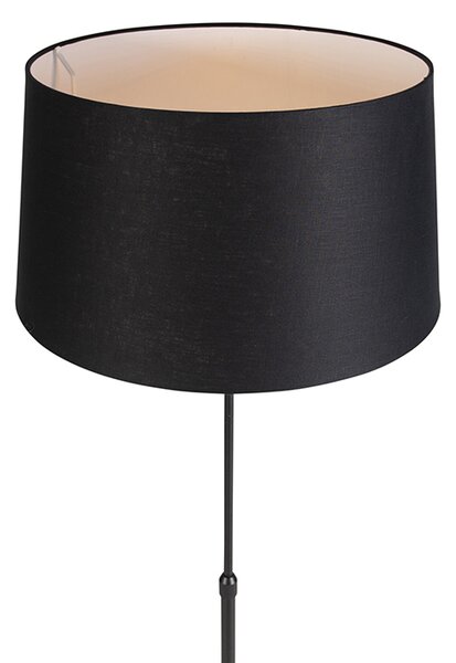 Stojaca lampa čierna s čiernym ľanovým tienidlom 45 cm nastaviteľná - Parte