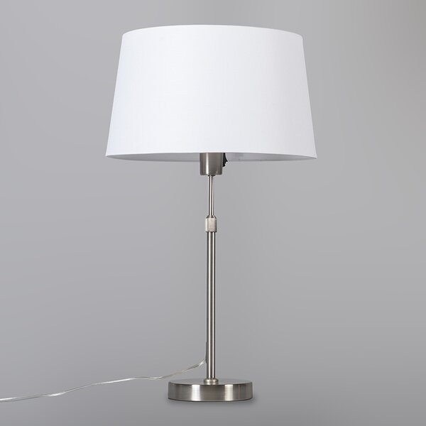 Stolná lampa z ocele s bielym tienidlom 35 cm nastaviteľná - Parte