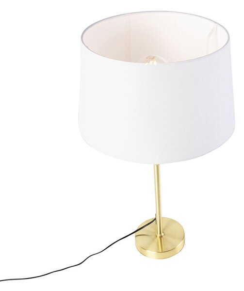 Stolná lampa zlatá/mosadzná s bielym ľanovým tienidlom 35 cm - Parte