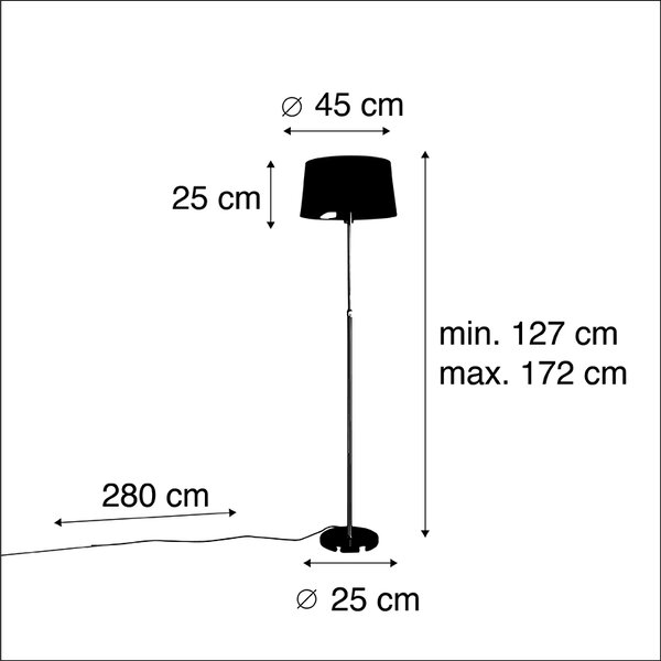 Stojaca lampa zlatá/mosadzná s čiernym ľanovým tienidlom 45 cm - Parte