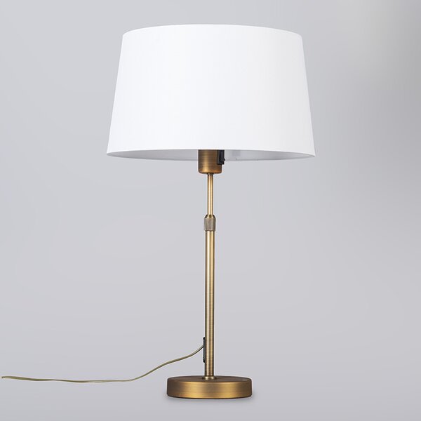 Stolná lampa bronzová s tienidlom bielym 35 cm nastaviteľná - Parte