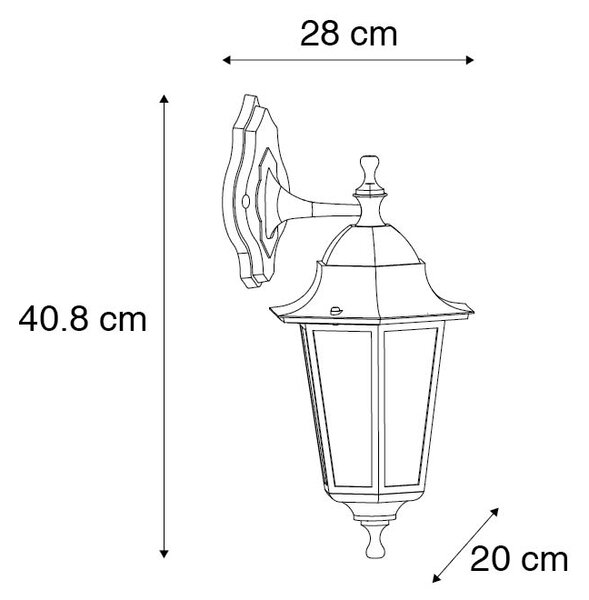 Klasická vonkajšia nástenná lampa čierna IP44 - New Orleans down